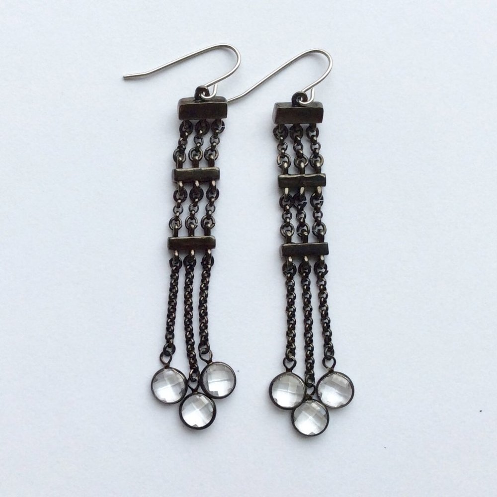 Hematite Chain Ladder Earrings